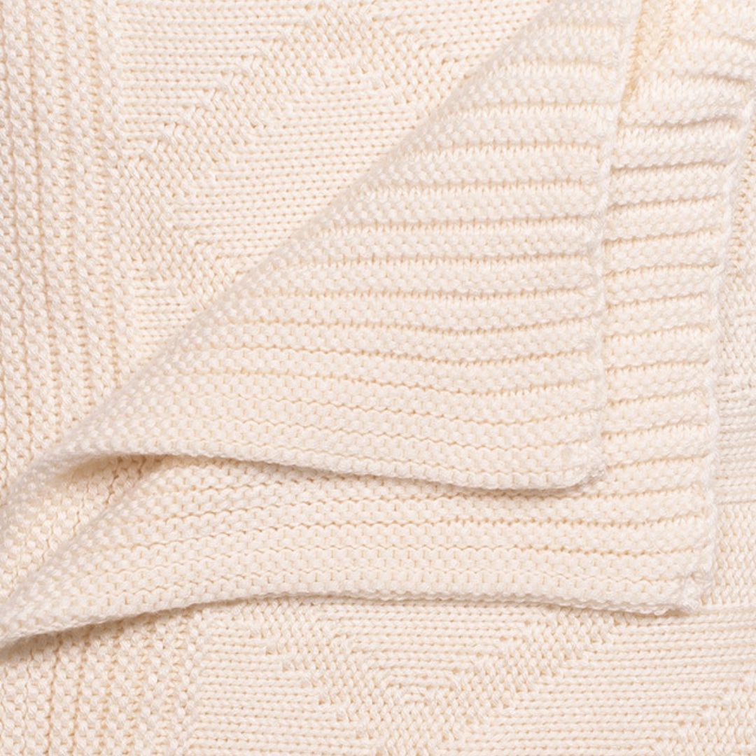 Cariloha - Bamboo Knit Throw Diamond, Coconut Milk - 50” x 70”