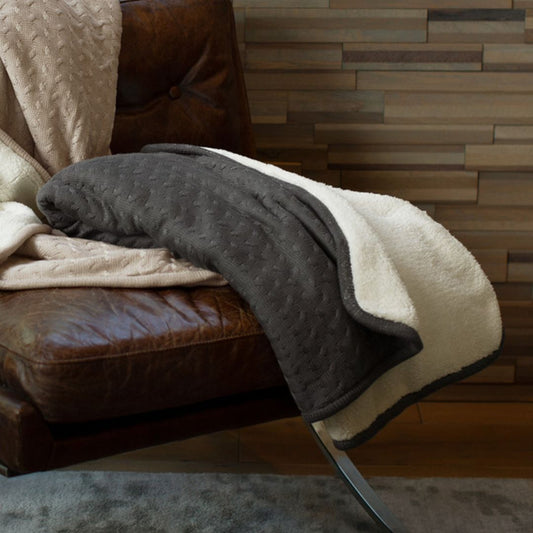 Cariloha - Sherpa Bamboo Knit Throw, Onyx - 50” x 70”