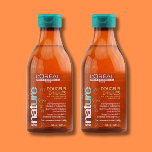 L'Oreal - Professionel Nature Douceur D'huiles Shampoo for Rebellious & Unruly Hair - 2 X 8.45 Oz
