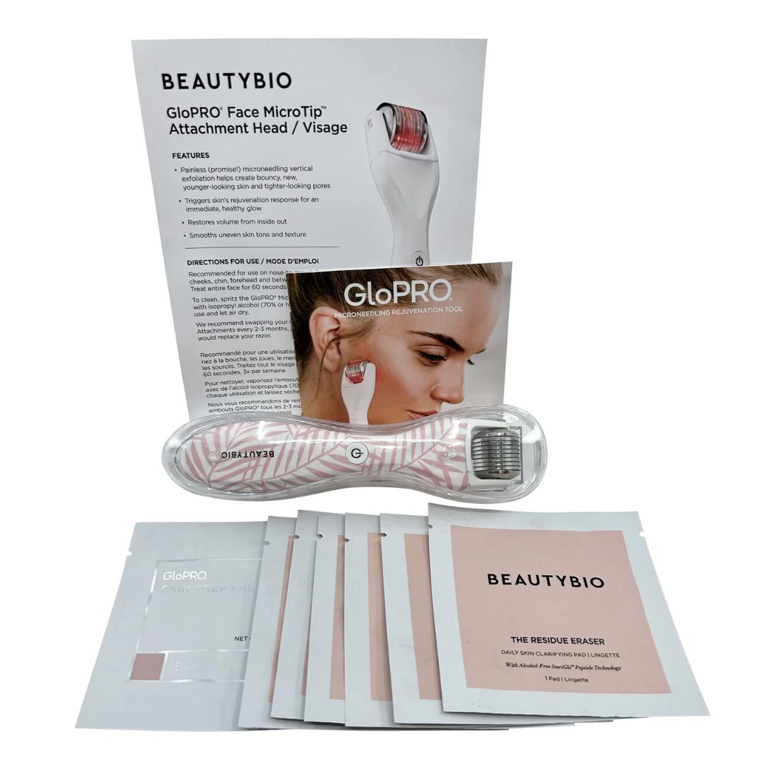 Beautybio - GloPro Regeneration Tool Pink Glitter with 5 Residue Eraser & 1 Skin Prep Pad - 7 Piece