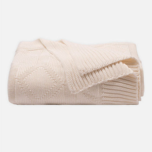 Cariloha - Bamboo Knit Throw Diamond, Coconut Milk - 50” x 70”