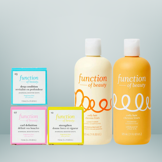 Function Of Beauty - Coily Hair Deep Conditioning Shampoo And Conditioner And Boosters Set - 5 Piece