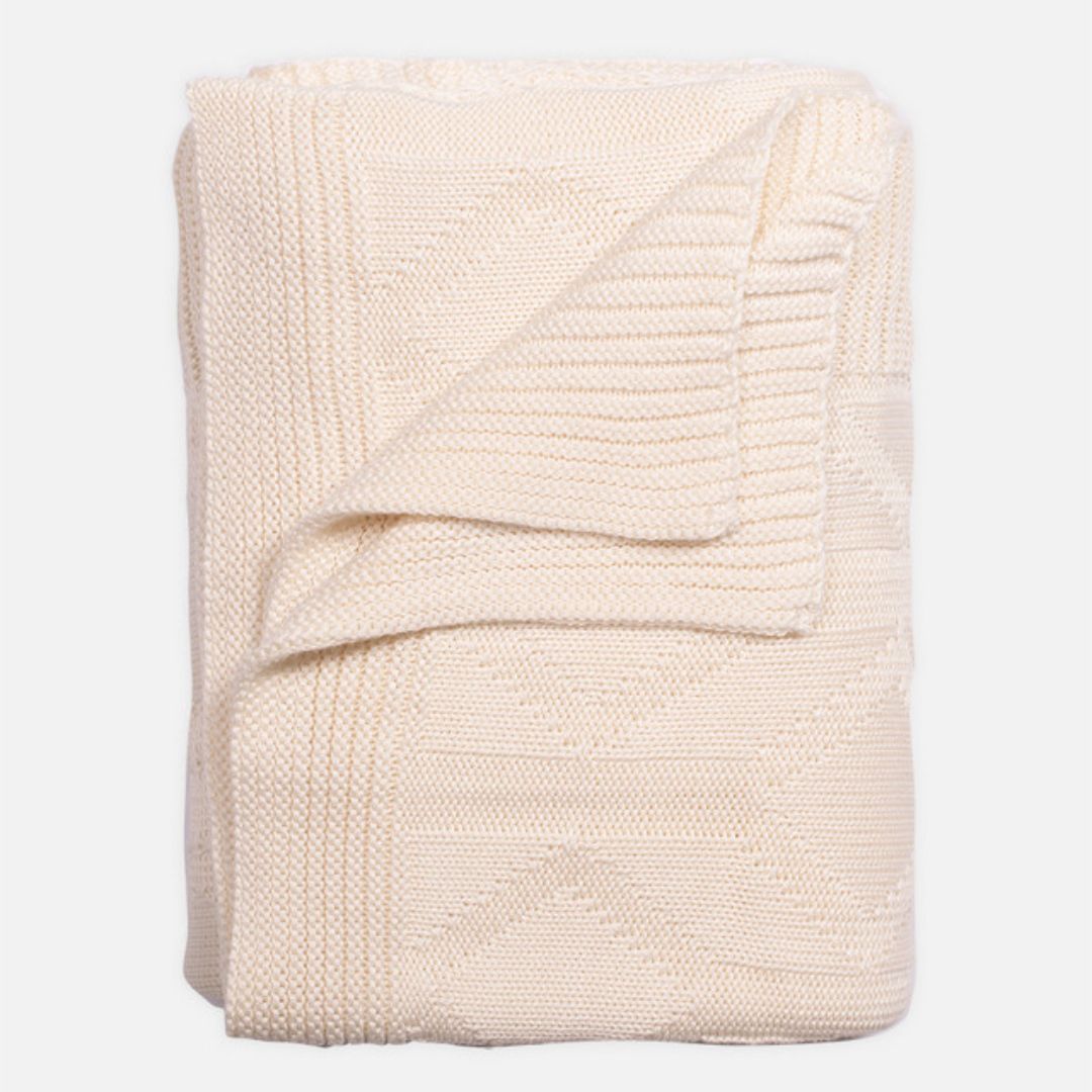Cariloha - Bamboo Knit Throw Diamond, Coconut Milk - 50” x 70”