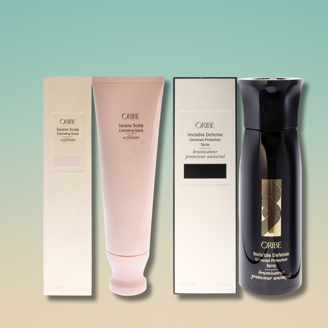 Oribe - Serene Scalp Exfoliating Scrub and Invisible Defense Universal Protection Spray Kit - 2 Pc / 4.2 Oz / 5.9 Oz