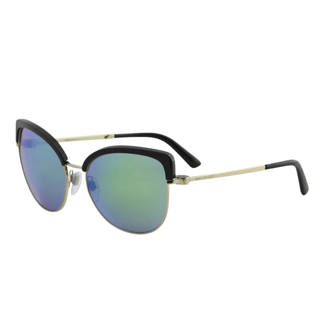 Bvlgari - Sunglasses for Women, Pale Gold-Black-Grey Mirror Green - 58-18-135 mm