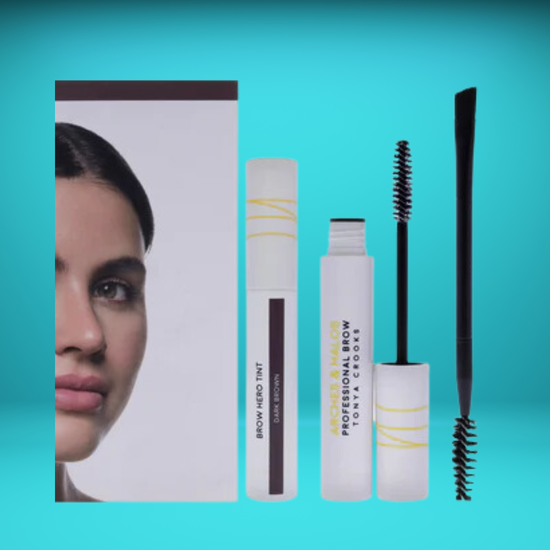Arches and Halos - Brow Hero Tint Kit - Dark Brown, Dual-Ended Angled Brush, Clear Brow Gel  - 2 Pc, Pack of 2