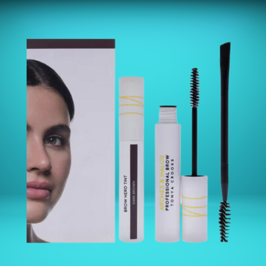 Arches and Halos - Brow Hero Tint Kit - Dark Brown, Dual-Ended Angled Brush, Clear Brow Gel  - 2 Pc, Pack of 2