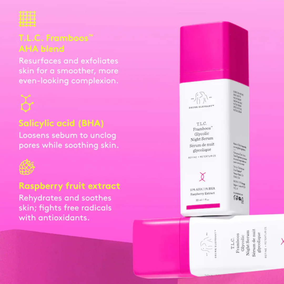 Drunk Elephant - T.L.C. Framboos Glycolic Night Serum - 1 Oz