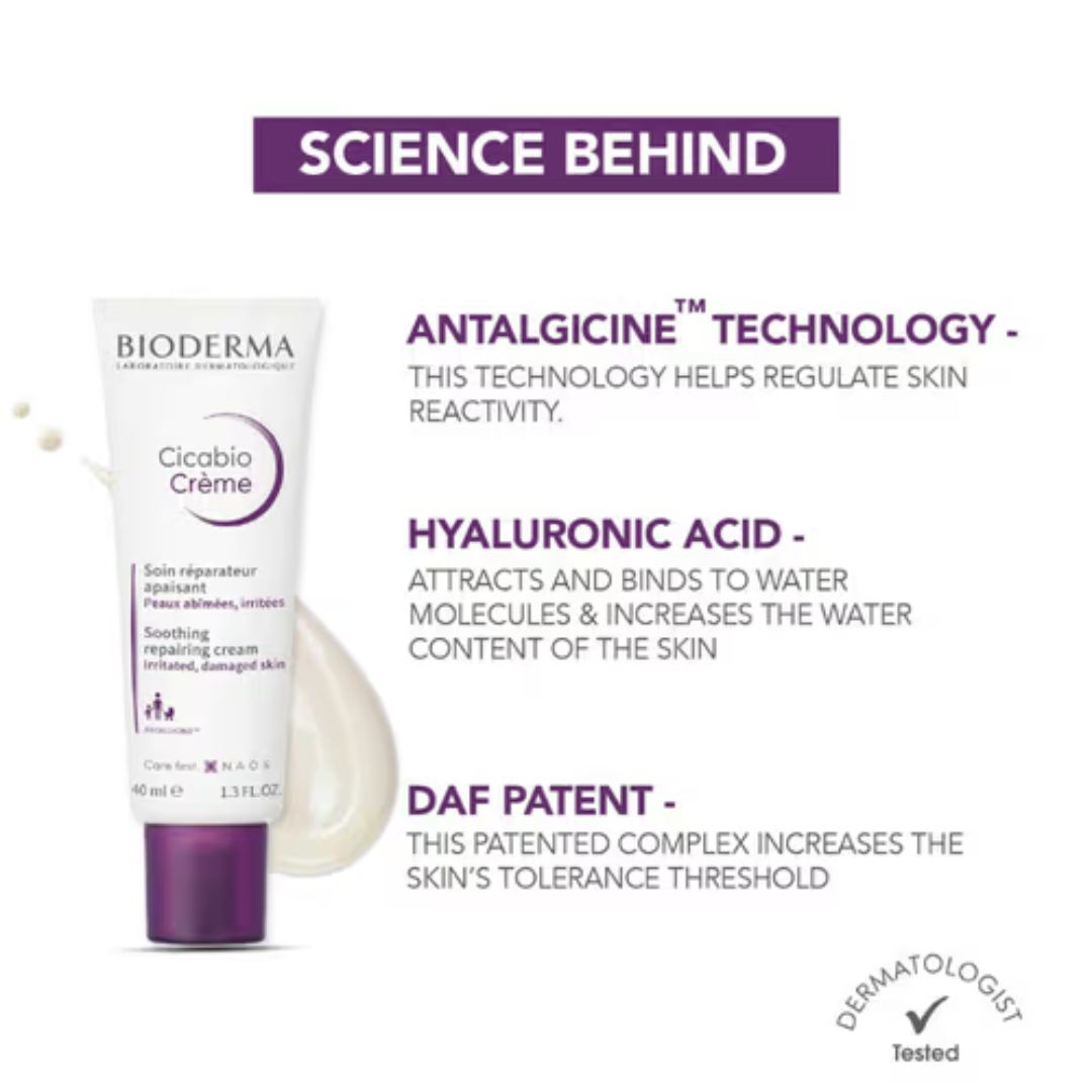 Bioderma - Cicabio Creme Soothing Repairing Cream for Irritated & Damaged Skin - 1.33 Oz