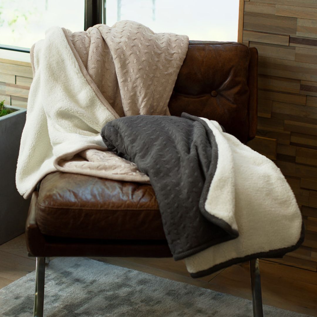Cariloha - Sherpa Bamboo Knit Throw, Onyx - 50” x 70”