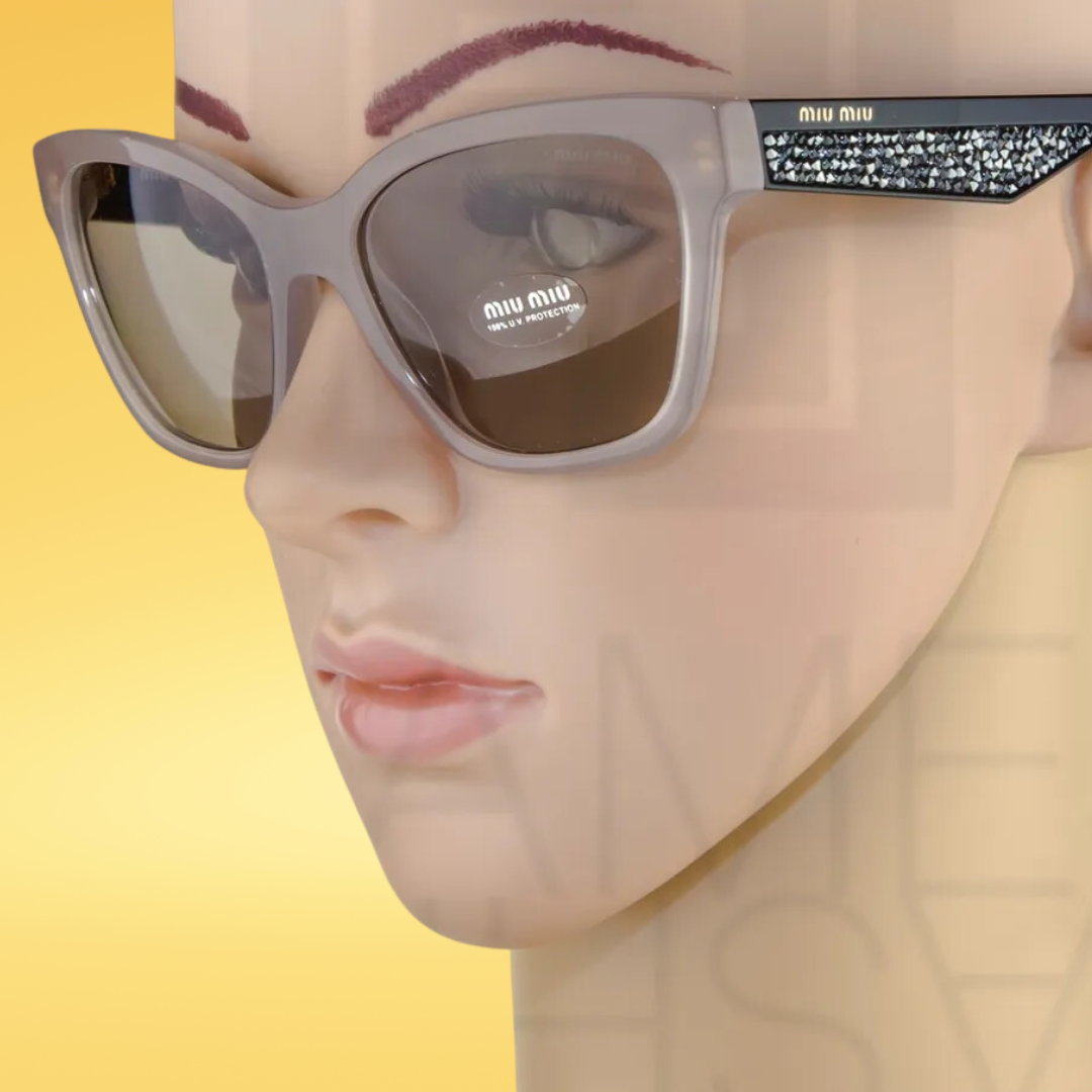 Miu Miu - Sunglasses for Women, Black Opal Argil-Light Brown - 57-18-140 mm