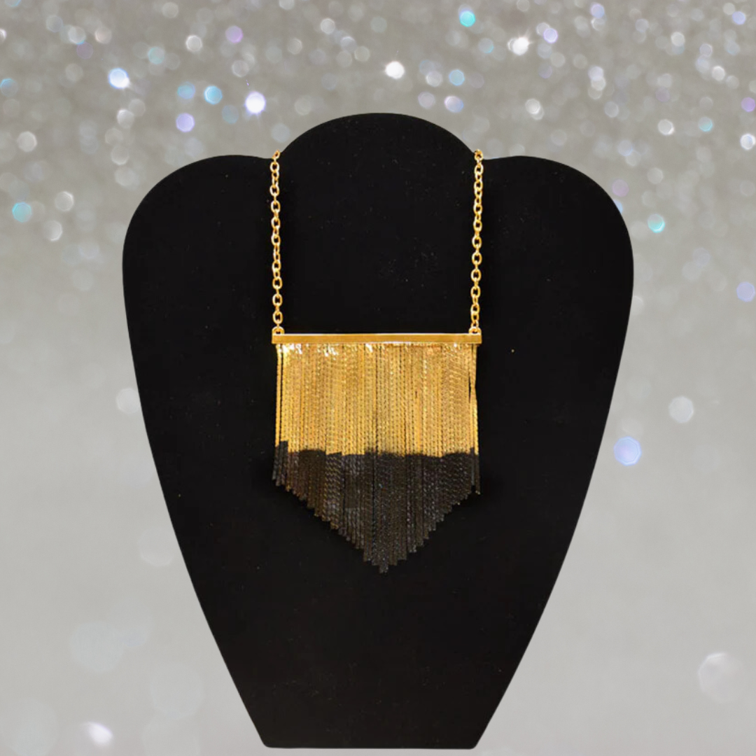 CC Skye - Cocktail Fringe Necklace in Gold/Black - 1 Pc